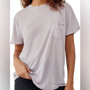 Free People M Purple Grey Vella Tee Silver Lining Slouchy Relaxed Tshirt Top